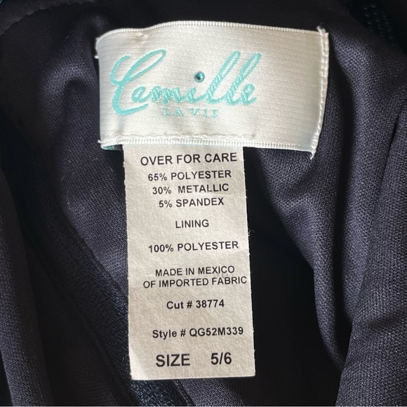 Camille La Vie Navy Blue Shimmer Sparkle Flare Party Dress Prom Cocktail 5/6 5 6 - Picture 7 of 8